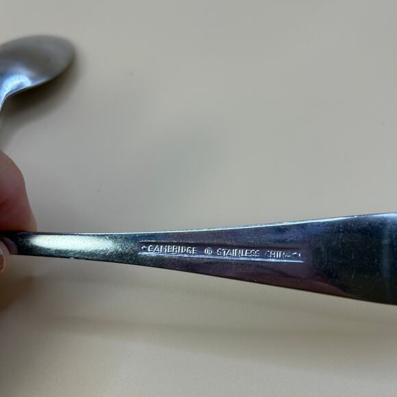 2 Place Oval Soup Spoon Malibu Satin by Cambridge Silver 8" Satin, Bevel Edge - Picture 2 of 4
